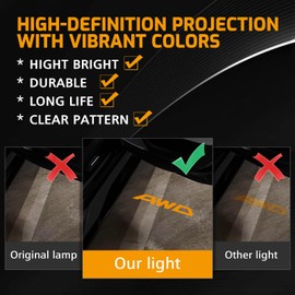 JHGFVC 2Pcs Car Door Light Logo Projector for Subaru Outback Accessories, Non Fade Courtesy Projector Laser Lamp, Welcome LED Ghost Shadow Puddle Lights (AWD ORANGE)