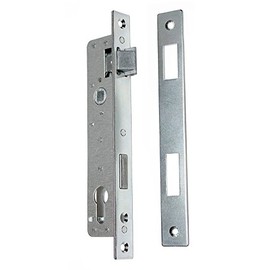 Mortise Lock, Tubular Frame Lock 90/20, Left/Right with Counter Plate, Zinc-Plated
