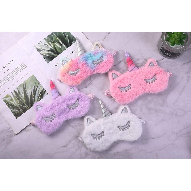 Forlady unicorn sleeping mask, plush cartoon mask for children and