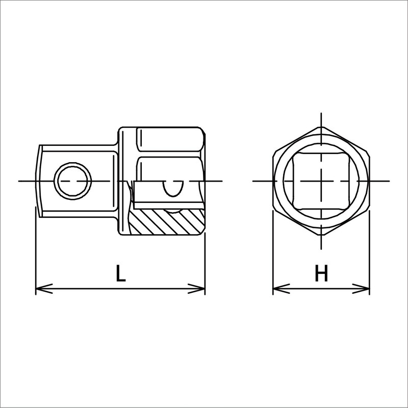 Koken 3/8 "SQ Concave to 1/2" SQ Convex Drive Hex