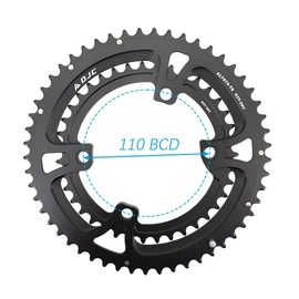 DJC Road Bike Chainring 110BCD 4 Arm Round 2x Chainring Double 52t 36t for Shimano 4700 5800 6800 9000 R7000 R8000 R9100 (Round50-34T)