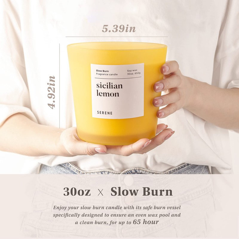 Hidden Label Large Scented Candle, Sicilian Lemon, 30oz 3 Wick