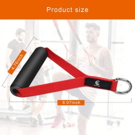 COITEK 2 Pair Resistance Band Handles Grips Fitness Strap Wide Design Heavy Duty Cable Handles with Solid ABS Cores, Durable Carabiners with Heavy Gauge Welded D-Rings (Red)