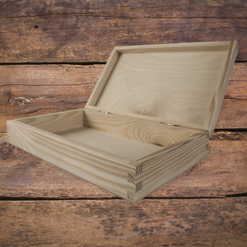 Shallow Flat Slim Wooden Box Gift Case | 25 x