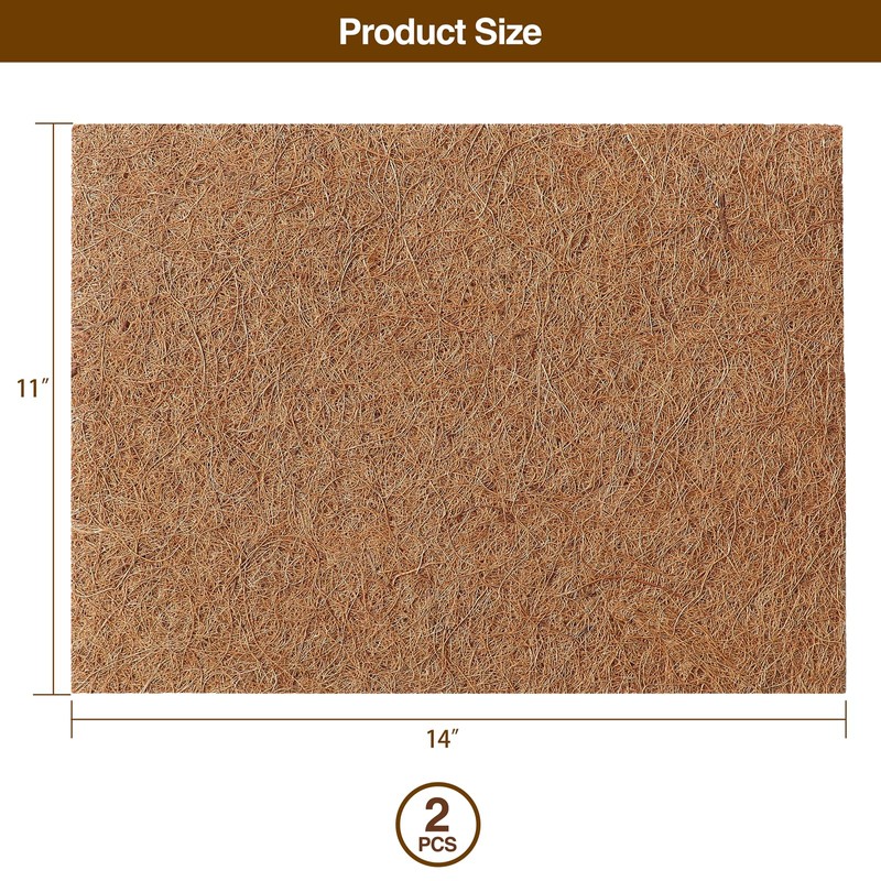 MAXPACE Natural Coconut Coir Liner Sheets - 14x11inch 2 Pcs