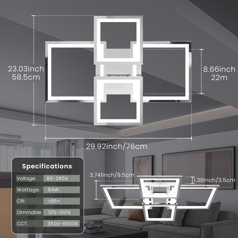 Acrylic Modern LED Ceiling Light, Square LED Flush Mount Ceiling