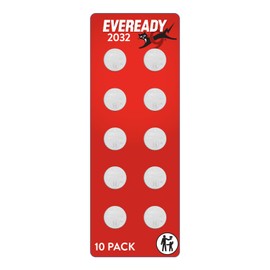 Eveready 2032 Batteries (10 Pack), 3V Lithium Coin Batteries for Watches, AirTags, Key Fobs, and Other Small Electronics