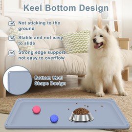 Pet Food Mat, Gimilife Silicone Dog Cat Feeding Mat for Food and Water,Waterproof Pet Feeding Mats with High Lips, Pet Placemat Bowl Mat for Messy Drinkers