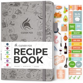 Clever Fox Recipe Book - Make Your Own Family Cookbook & Blank Recipe Notebook Organizer, Empty Cooking Journal to Write in Recipes, A5, Stores 60 Recipes, Grey