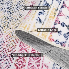 GarveeHome Living Room Area Rug 9x12 Boho Rug Indoor Non-Slip Large Bedroom Rug Stain Resistant Throw Floor Carpet Geometric Dining Room Rug Moroccan Accent Rug for Home Office, Colorful