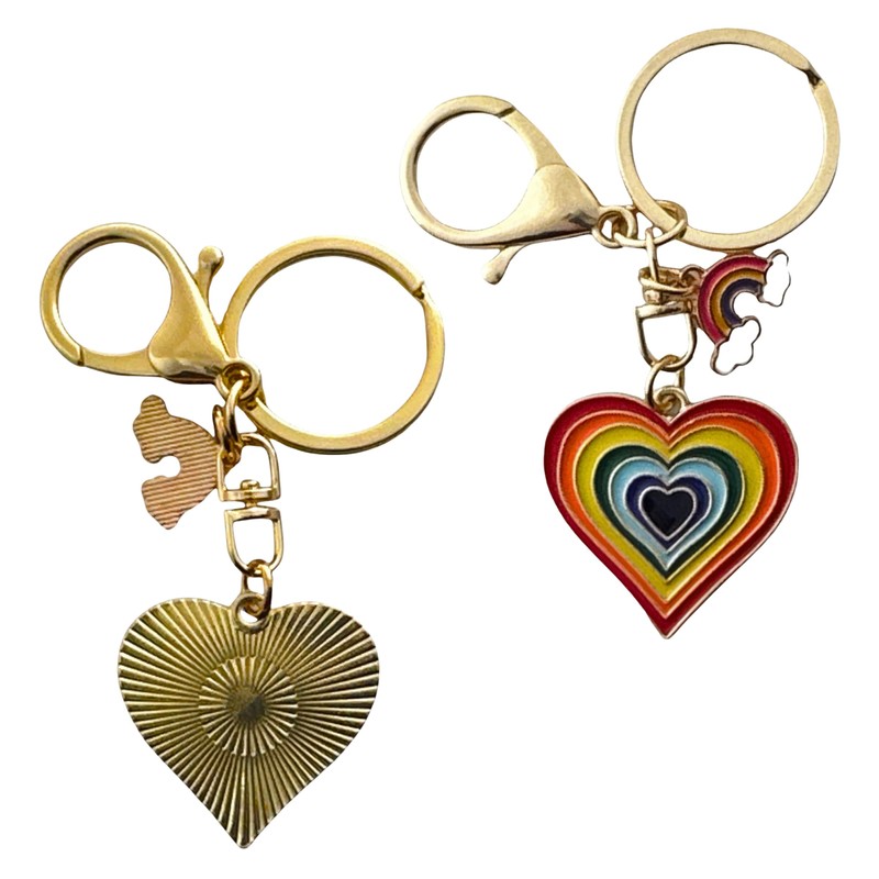 Evenchae Rainbow Heart Keychain with Clip