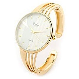 Gold Tone String Style Band Luxury Women's Bangle Cuff Watch