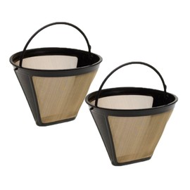 Pack of 2 Permanent Coffee Filters, Reusable Permanent Filter, Golden Stainless Steel Filter, Reusable Filter, Used for Filtration of Coffee and Tea (Golden)