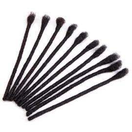 Originea Human Hair Dreadlocks Extension 100% Handmade Human Hair 0.8 cm Natural Hair Lock (1B#, 10 Inches, 30 Pieces)