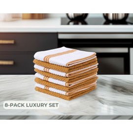 Living Fashions 8 Pack Dish Cloths for Washing Dishes - 100% Cotton Absorbent Dish Towels Size 12" x 12" - Perfect Dish Rags for Washing Dishes - Kitchen Rags and Washcloths for Dishes