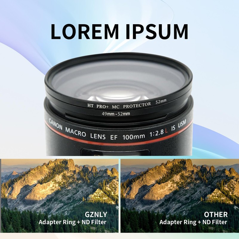49-52mm Step-Up Ring Adapter, 49mm to 52mm Step Up Filter
