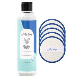 TUBBY TODD Micellar Water with Reusable Wipes - No-Rinse Baby Cleansing Water for Sensitive Skin - Gentle Face and Body Cleanser - Lavender + Rosemary
