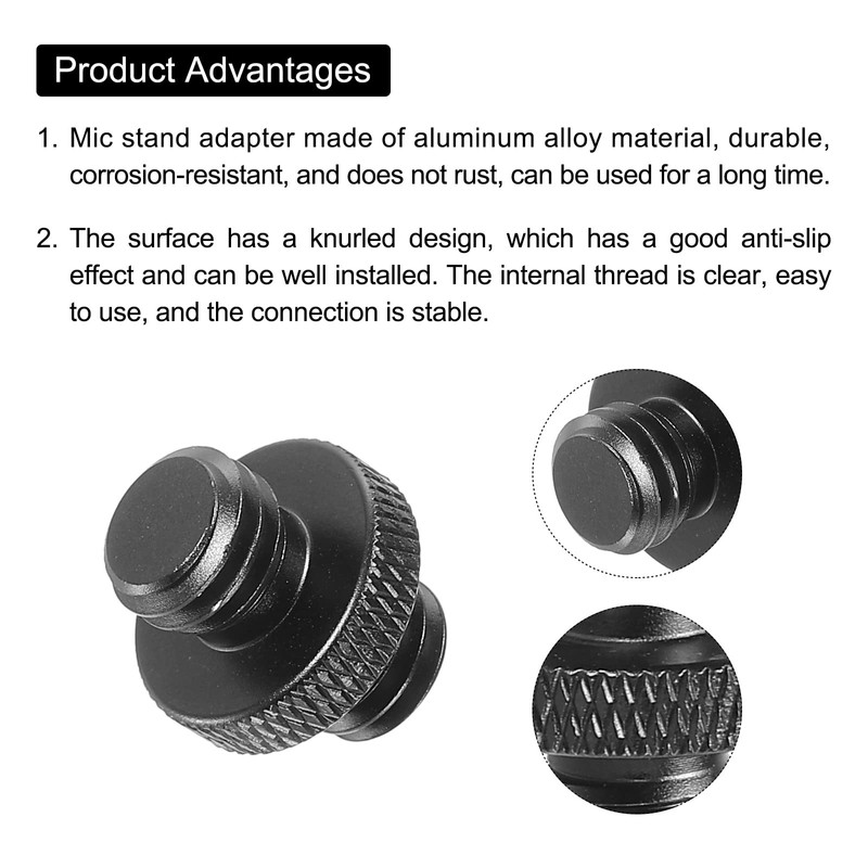 PATIKIL Mic Stand Adapter 3/8 Male to 3/8 Male Thread