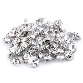 Pack of 50 Rhinestone Crystal Diamond Buttons, Crystal Upholstery Buttons with Metal Loop Buttons, Clear Tufting Buttons, Upholstery Buttons for Sewing Sofa Bed, Headboard, Crafts Decoration (25 mm)