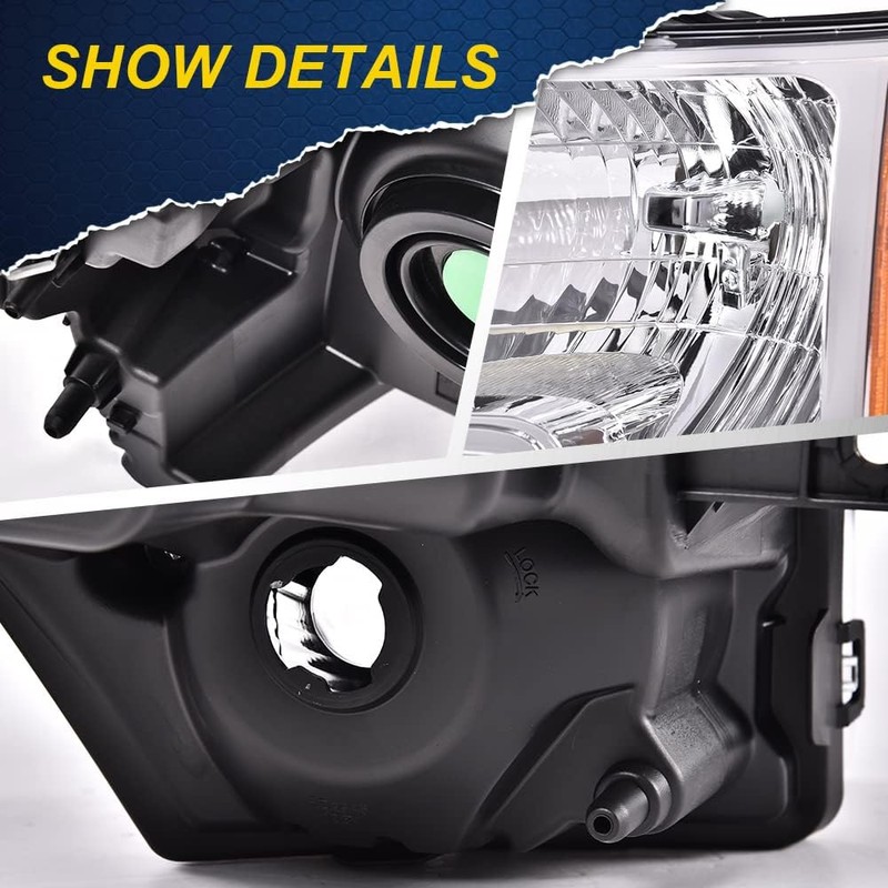 G-PLUS Headlights Assembly, Compatible with 2009-2014 Ford F150 09-14 Headlamp,