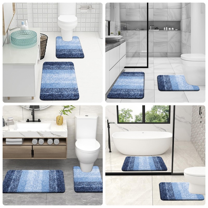 OLANLY Luxury Bathroom Rug Set 2 Piece, Soft Absorbent Microfiber
