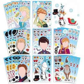 24 Sheets Cartoon Make a Face Stickers, Make Your Own DIY Stickers for Kids, Art Crafts Suitable for Birthday Party Supplies Gifts (Ice Queen)