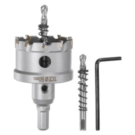 QUARKZMAN Metal Hole Saw TCT Carbide Cutter 50 mm / 1.97 Inch Diameter for Stainless Steel Metal Aluminium Alloy Copper Brass Plastic with Extra Centre Bit