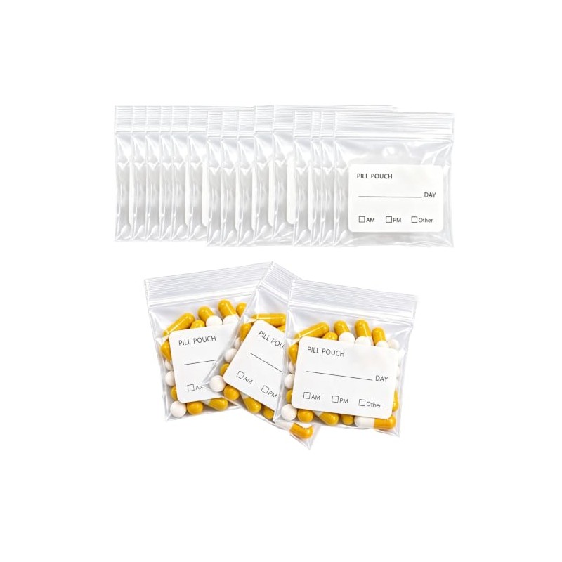 100Pcs Medication Bag, Repeatedly Sealing Pill Pouch, Portable Pill Bags
