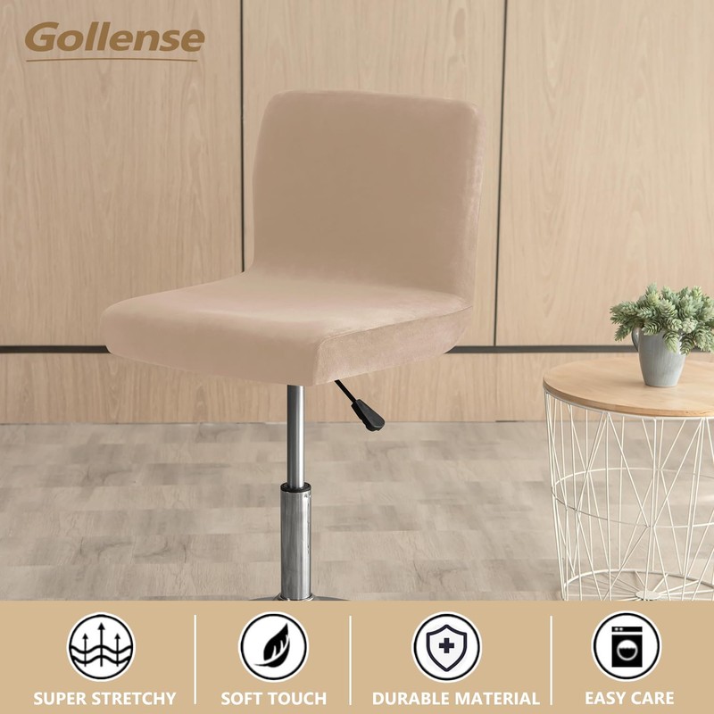 Gollense Velvet Stretch Bar Stool Covers with Backs, 4 Pack