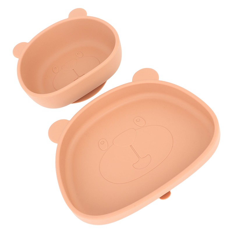4pcs Children Plate Utensils Set Silicone Suction Bowls Set Toddler
