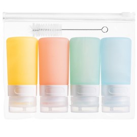 MICEBAY Condiment Squeeze Bottles for Sauces, 2-oz Mini Silicone Salad Dressing Container to Go with Reusable Sandwich Bag, Leakproof Ketchup Bottle for Bento Lunch Box, 4 Pack, Candies