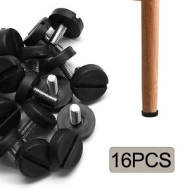 Jiozermi 16 Pcs Furniture Levelers M6 x 15mm Table Leg Levelers, Levelling Foot Screw on Furniture Adjuster Mini Adjustable Feet for Furniture Legs Patio Furniture Feet - Black