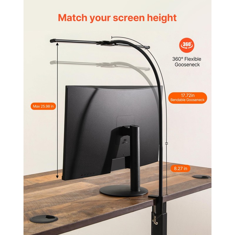 VEVOR LED Desk Lamp with Clamp, Double Head Architect Desk