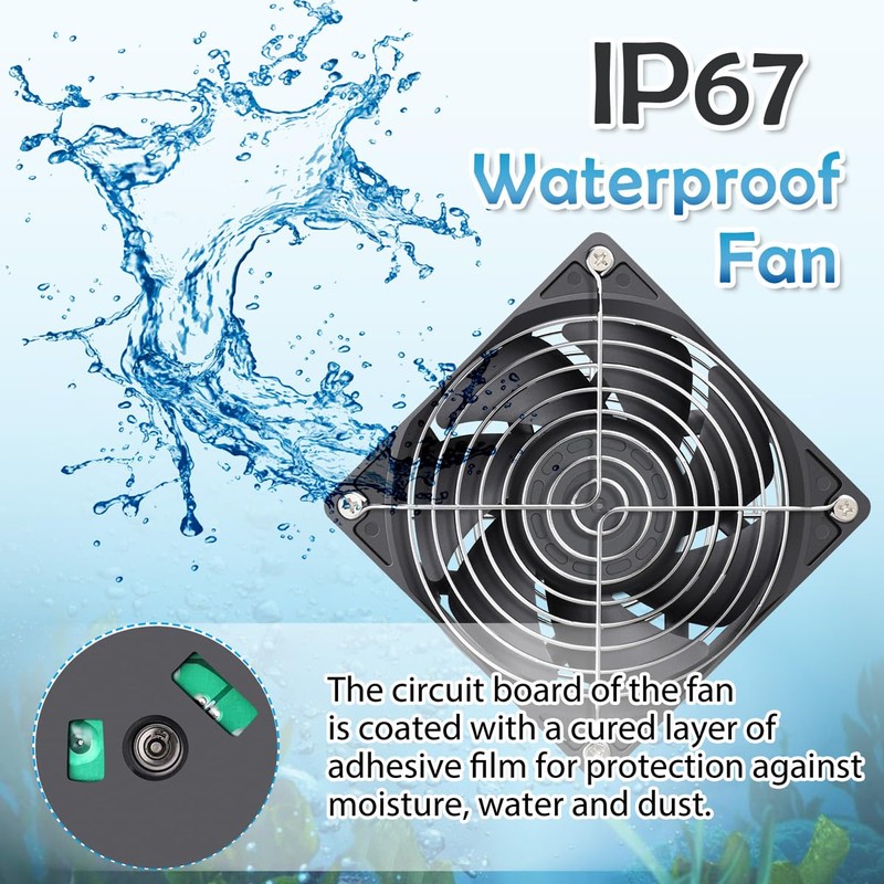 GDSTIME 120mm x 38mm 12V DC Waterproof IP67 Fan High