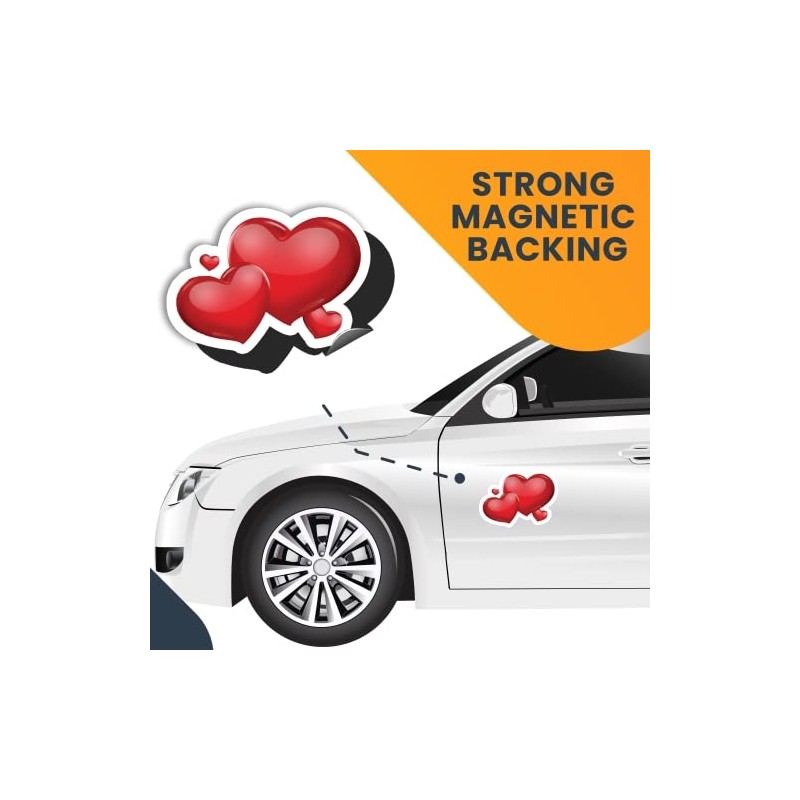 Magnet Me Up Red Hearts Magnet Decal, 6x4 Inches, Heavy
