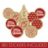 Red and Gold Quinceañera Chocolate Kisses Party Favor Stickers, Mis