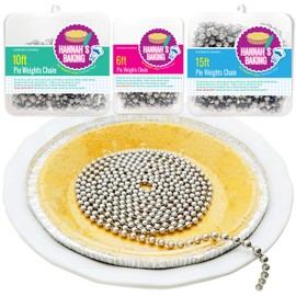 Durable Baking Supplies: Stainless Steel Chain Pie Weights, Reusable and Easy to Clean, Odorless, Safe Pie Weights for Pie Crusts, Oven Safe Baking Beads (10 feet)