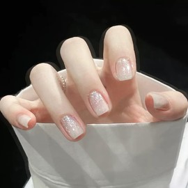 MISS MUMU Nail Tips, 24 Pieces, Nail Tips, Short, Spring, Summer, Simple, Cute, Fashionable, Popular, Nail Seal, Bride Nail, Glossy, False Nails, Coming of Age Ceremonies, Weddings, School Entrance