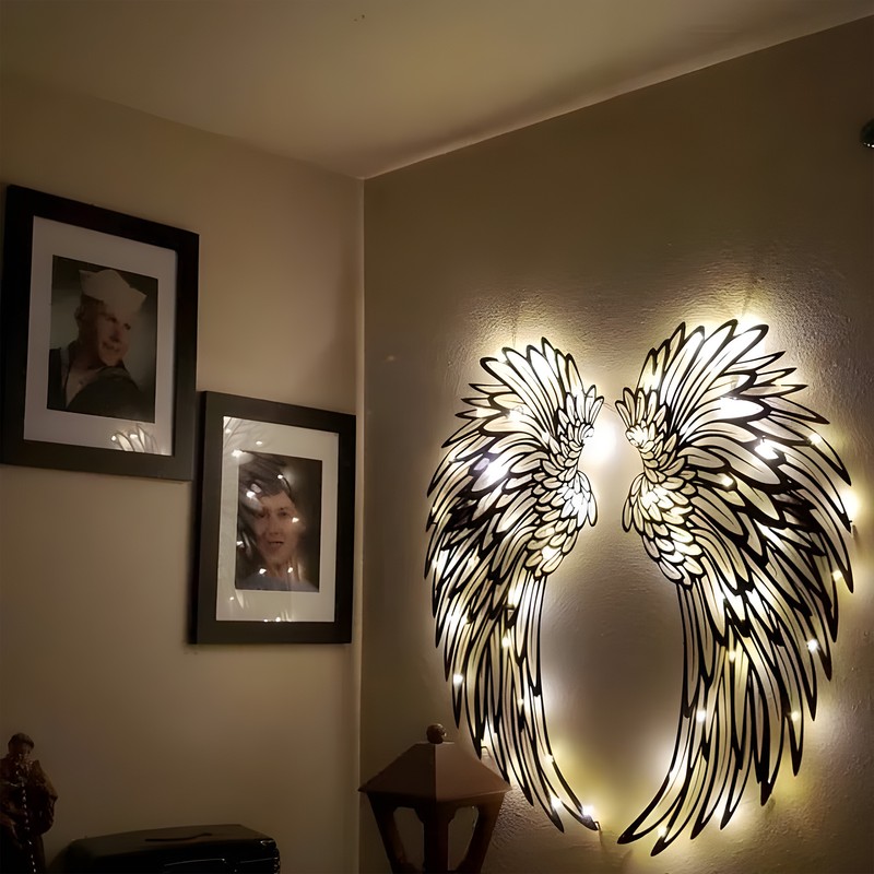 1 Pair Angel Wings Metal Mural Wall Sculpture Decor for