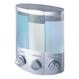 Better Living 76334-1 Euro Trio 3 Shower Liquid Dispenser with Translucent Containers, Satin Silver