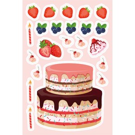 Geburtstagstorte Aufkleber, Kindergeburtstagstorte Aufkleber Set, Geburtstagstorte DIY Aufkleber, Geburtstagstorte Partygeschenke, selbstgemachte Geburtstagstorte Aufklebergeschenke