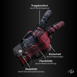 Mycl Turell Motorcycle Gloves Cross Stitch - Men's Motorcycle Gloves - Genuine Leather Palm - Gloves Men's Motorcycle Touring - Back of Hand with Genuine Dupont Kevlar Fibre (Chester, 5XL)