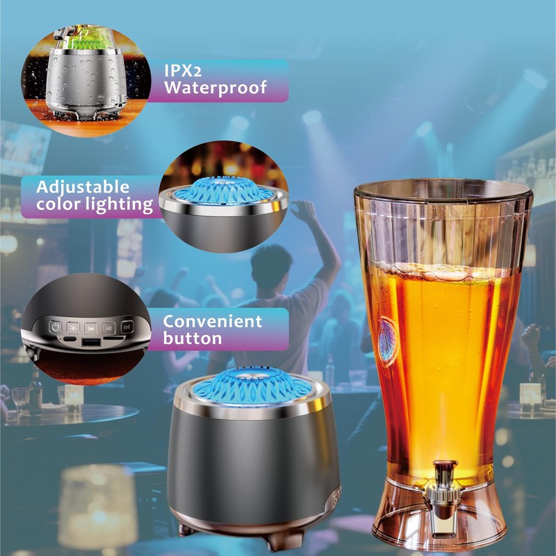 TarnorLer LED Beverage Dispenser with Bluetooth (black)