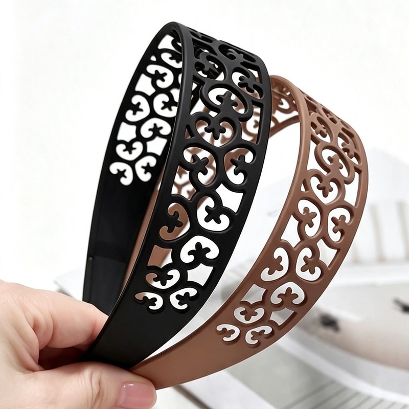 Springtime 6 Pack Hollow Cutout Headbands for Women Wide Plastic