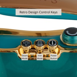 SALAV® Retro Edition Duopress Handheld Garment Steamer and Iron, Ceramic Plate, 1000 watts of Steam, Removes Wrinkles on Clothes, Vintage Style No Drip Steam, Emerald