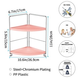Kitchen Spice Rack, Freestanding Stackable Organizer Shelf,Bathroom Countertop Storage Shelf Cosmetic Organizer Holder,2-Tier Standing Rack (Pink)