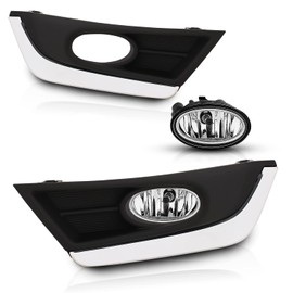 AmeriLite for 2017-2018 Honda CR-V Clear Replacement Bumper Fog Light Assembly Pair w/Bulb & Black Bezel - Passenger and Driver Side