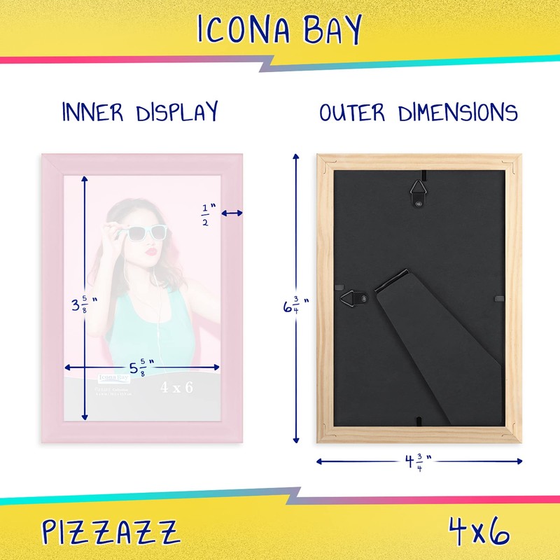 Icona Bay 4x6 (10x15 cm) Picture Frame, Pastel Pink Colored