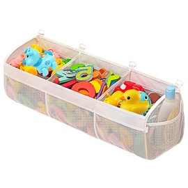 Silkwish Badewannenspielzeug Aufbewahrung Korb - Netz Aufbewahrungstasche für Baby Badespielzeug - Badespielzeug Hängeorganizer Tasche - Badewannen Mesh Tasche mit Organizer Trennzeichen (weiß)