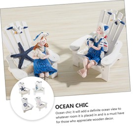 Mobestech 4Pcs Mini Wooden Beach Chair Ornament Ocean Themed for Home Office Present for Friends Family Timber Material with Fine Workmanship